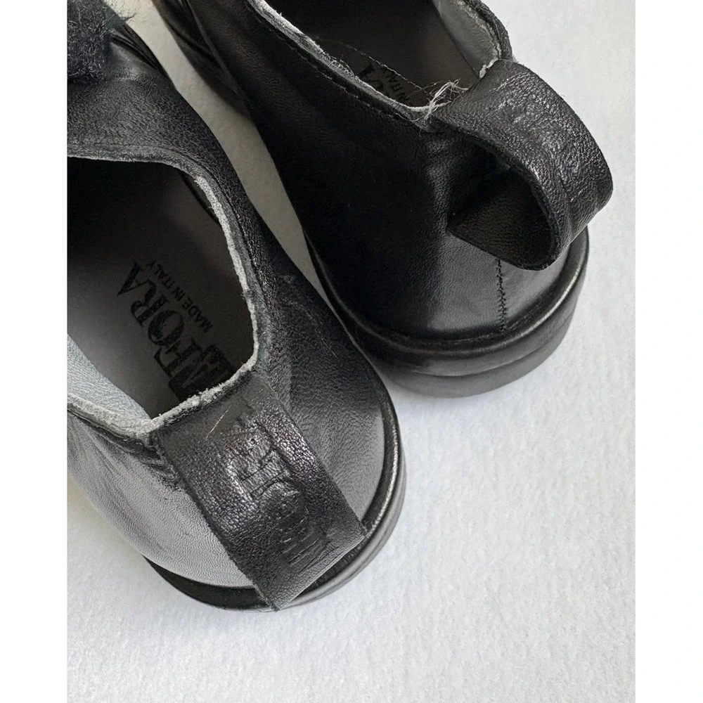 Andia Fora Black Leather Shearling Platform Sneakers‎ Womens 39 Funky Whimsygoth